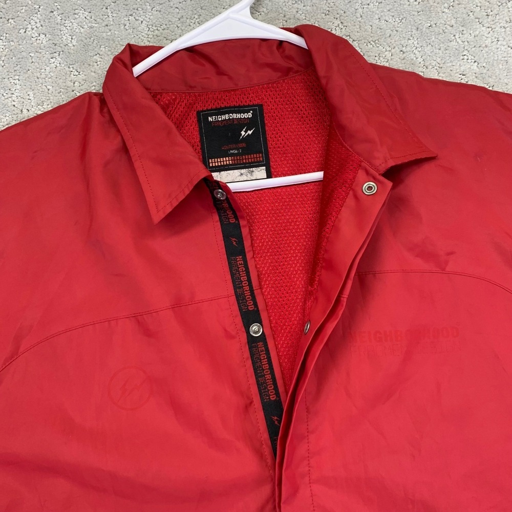 NEIGHBORHOOD FRAGMENT DESIGN Jacket Mens Large Red Nylon Coach Jacket 2006 Y2k‎